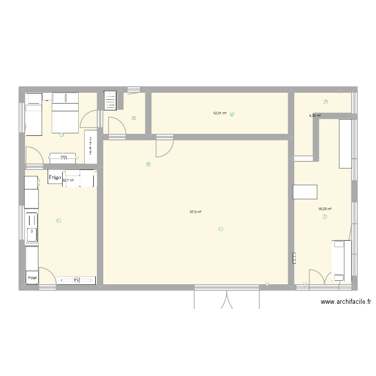 Maison Ninèche. Plan de 5 pièces et 125 m2