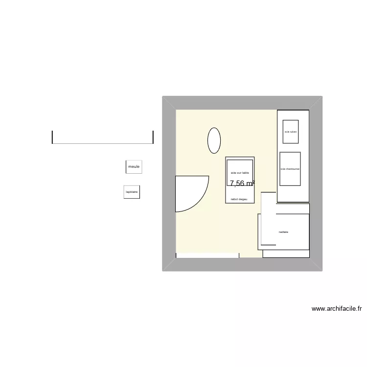 atelier 2026. Plan de 1  et 8 m²