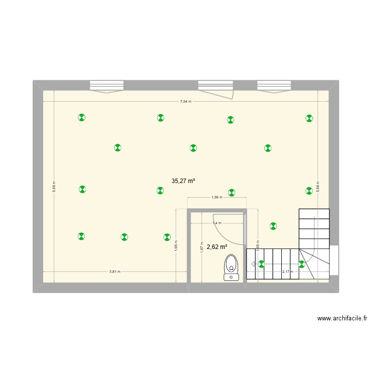 caty rdc. Plan de 2 pièces et 38 m2