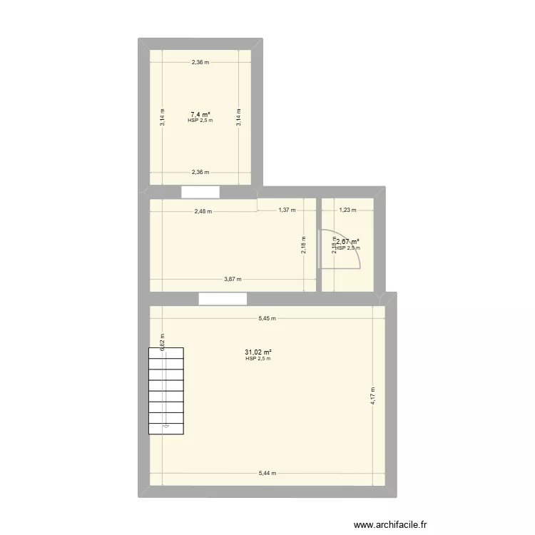Sous sol. Plan de 3  et 41 m²