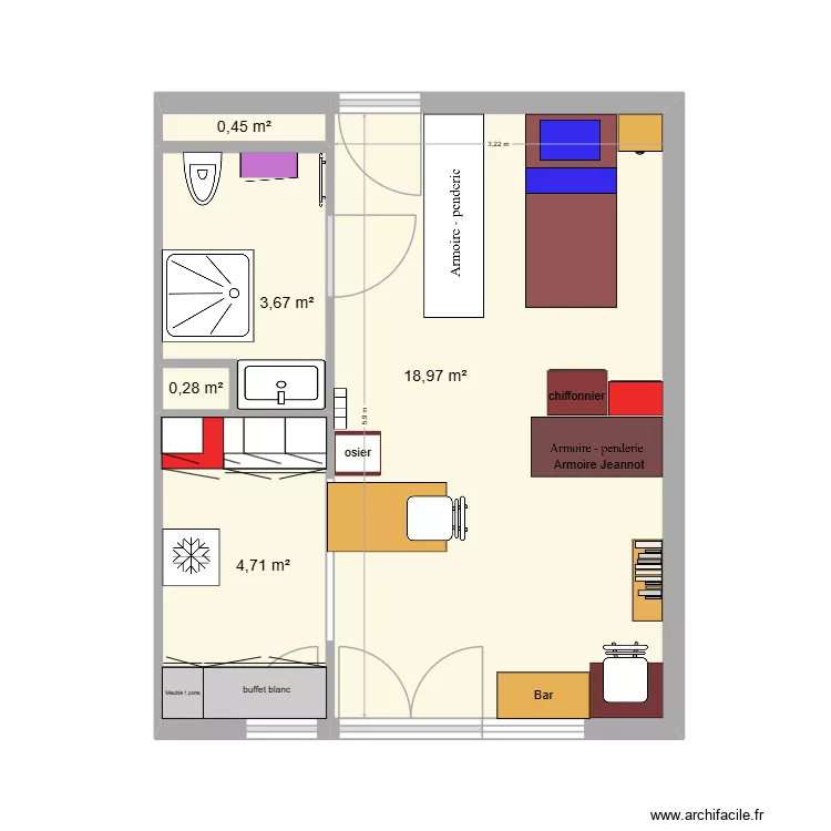 val d'or 3. Plan de 5  et 28 m²