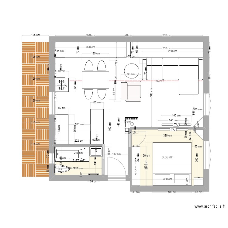 lot 7.3 amenagements.2. Plan de 2 pièces et 11 m2