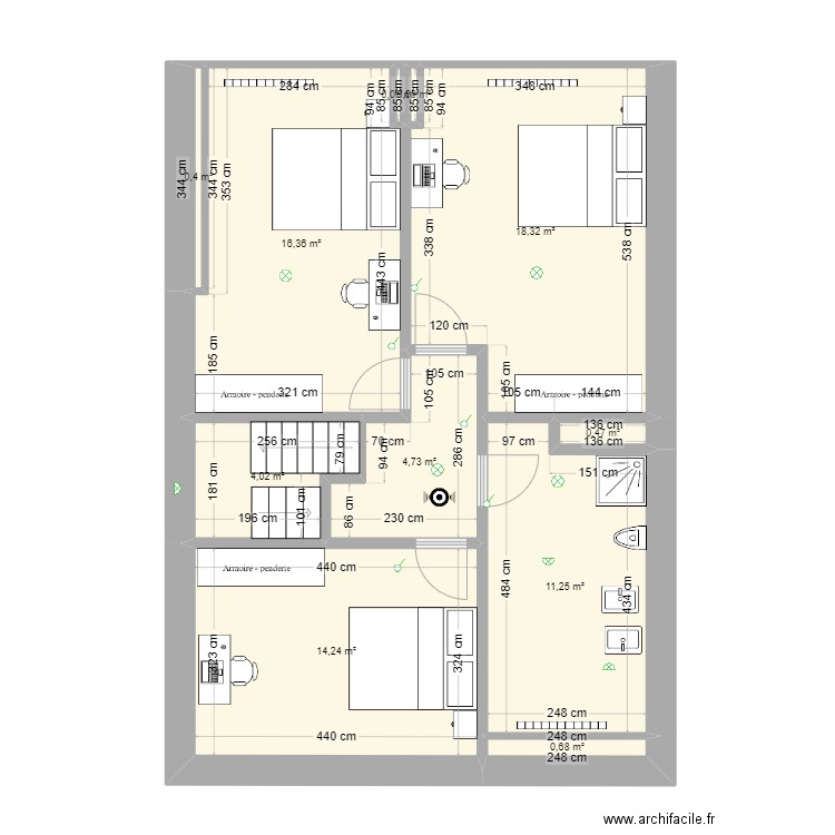 Montigny 108 3ème. Plan de 11 pièces et 71 m2