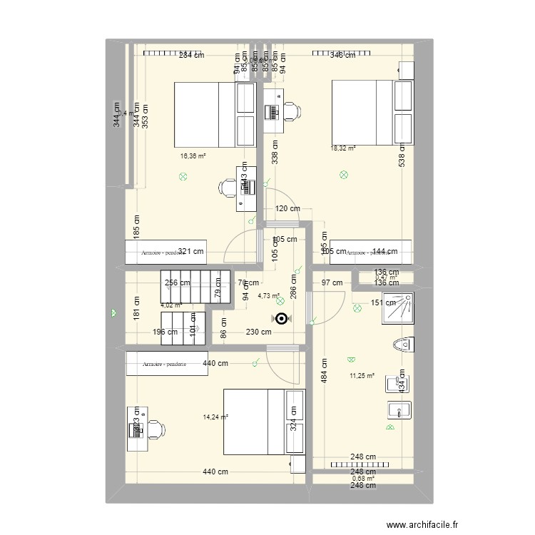 Montigny 108 3ème. Plan de 6 pièces et 73 m2