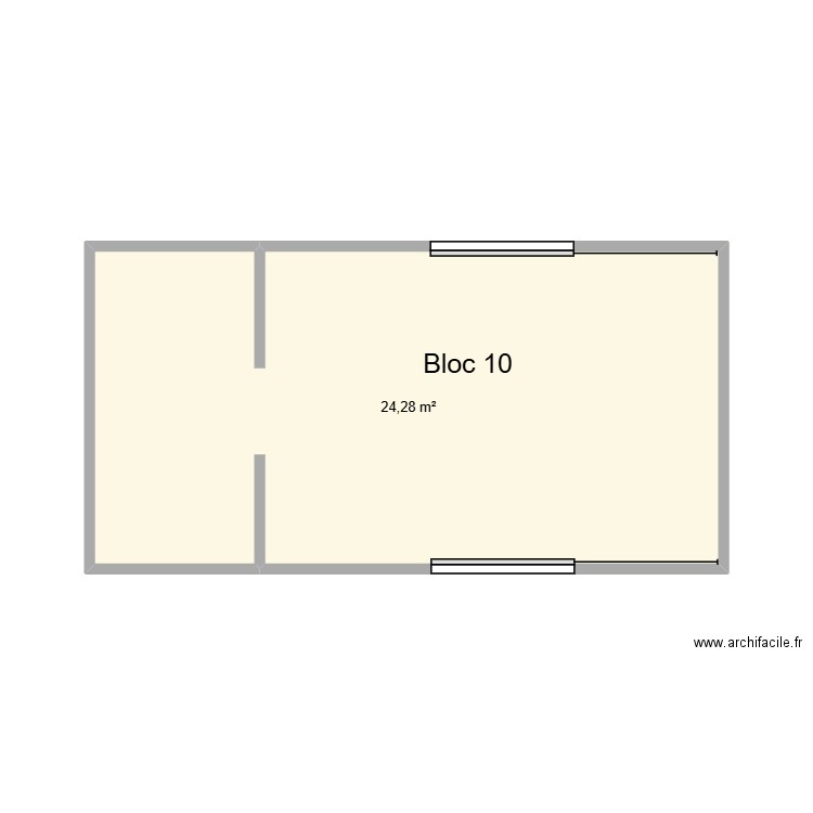 Bloc 10 CHU Helora Mons Kennedy. Plan de 1 pièce et 24 m2