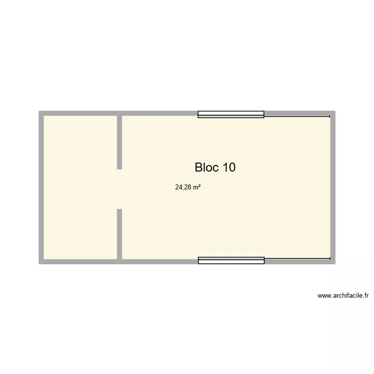 Bloc 10 CHU Helora Mons Kennedy. Plan de 1 pièce et 24 m²