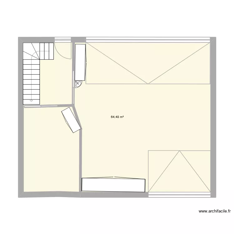 Rdc avec chambre. Plan de 1 Pièce et 64 m² Rdc avec chambre. Plan de 1 Pièce et 64 m²