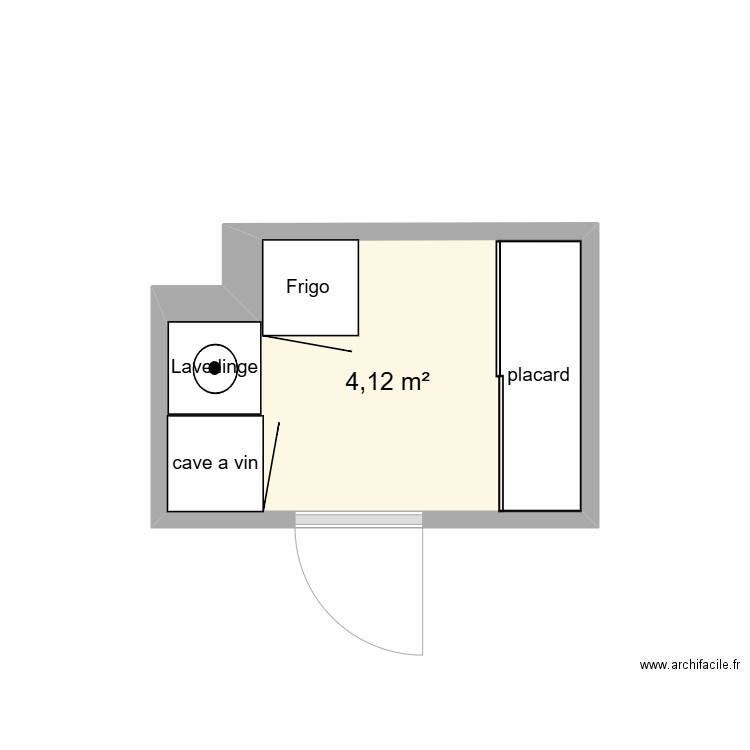 buanderie. Plan de 1 pièce et 4 m2