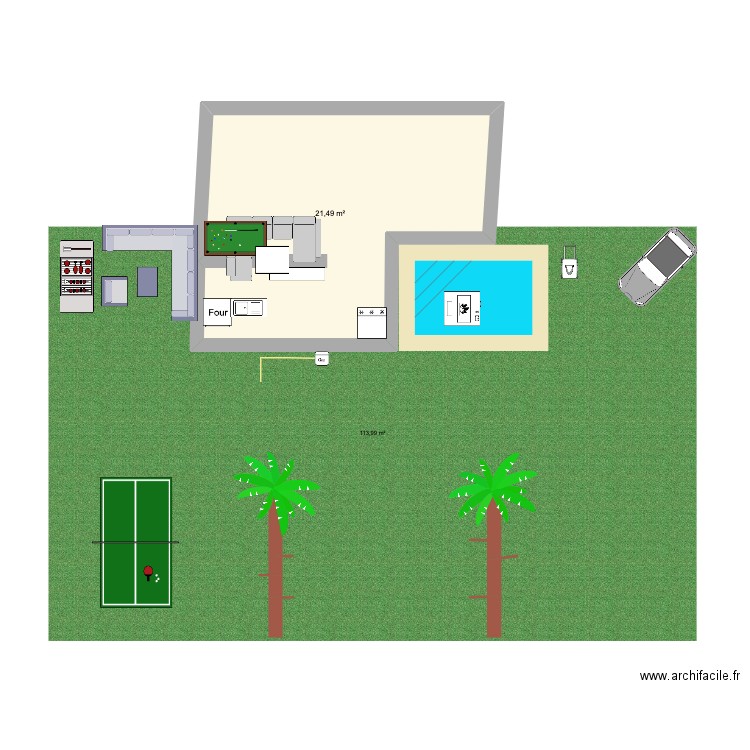 mmi. Plan de 1 pièce et 21 m2