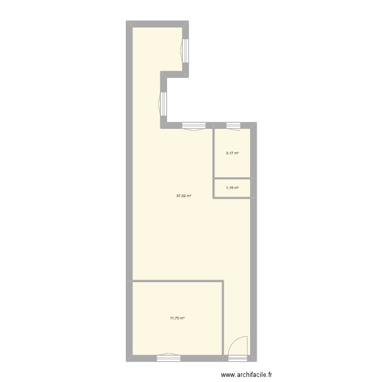 MADRELLE RDC après tvx. Plan de 4 pièces et 54 m2