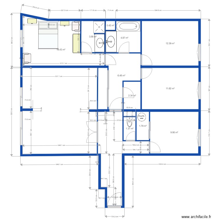 APPART LIM. Plan de 11 pièces et 71 m2