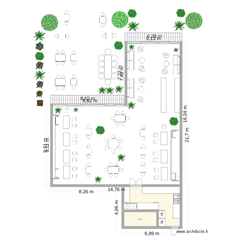 Roi Et. Plan de 2 pièces et 28 m2