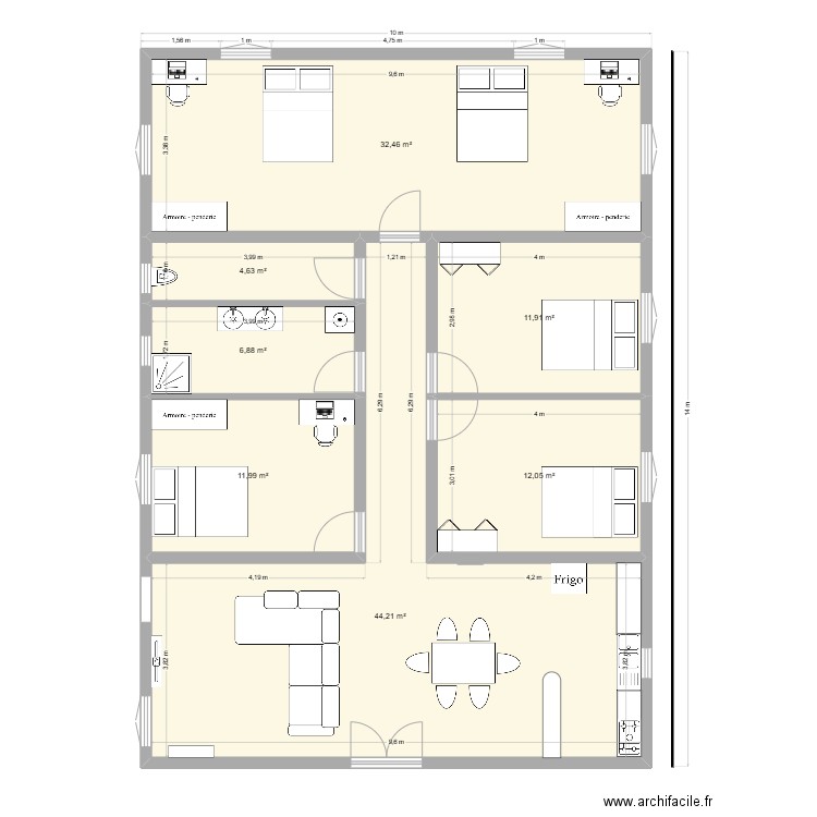 plan gael. Plan de 7 pièces et 124 m2