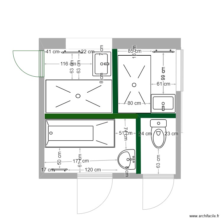SDB VIAS. Plan de 0 pièce et 0 m2