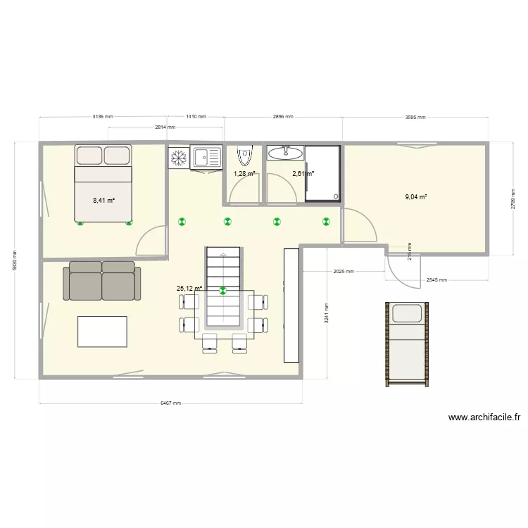 Vignal 1 v1. Plan de 5 et 46 m² Vignal 1 v1. Plan de 5 et 46 m²