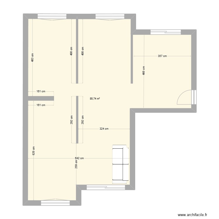 APPARTEMENT_VILLEURBANNE_BASE. Plan de 1 pièce et 86 m2