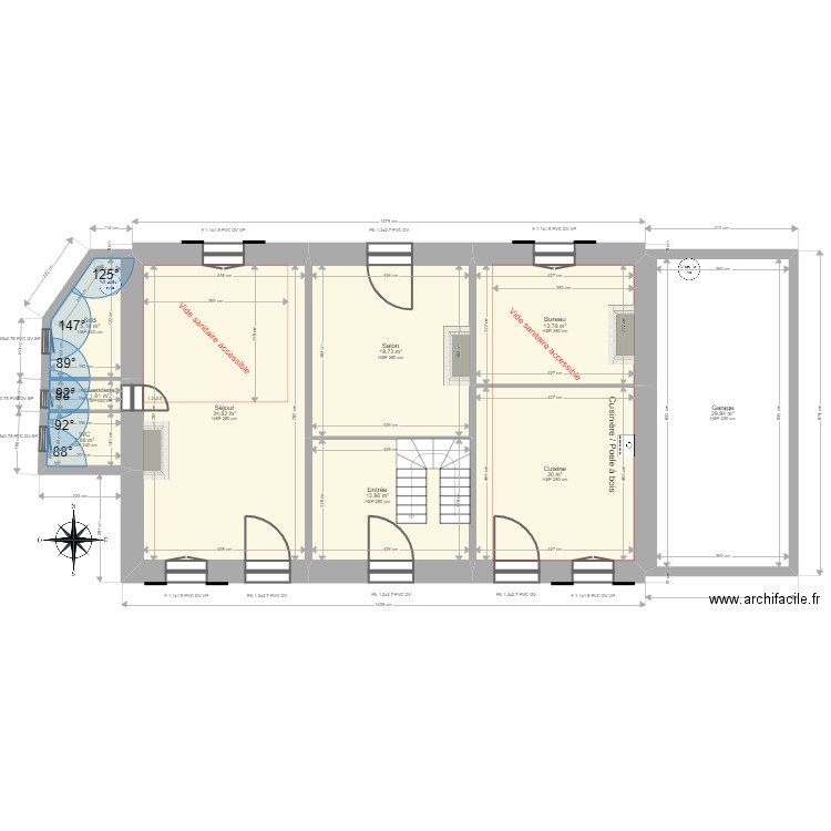  BACONNIER. Plan de 19 pièces et 384 m2