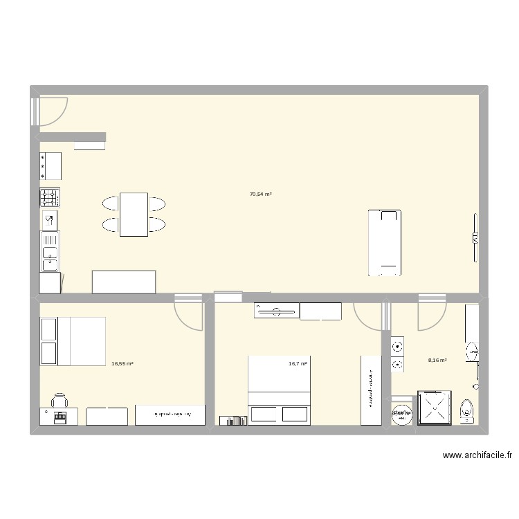 project d'unité jacob gadbois. Plan de 5 pièces et 112 m2