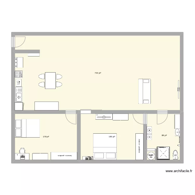 project d'unit&eacute; jacob gadbois. Plan de 5  et 112 m²
