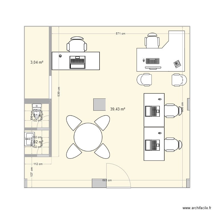 H-SYS I.T V2. Plan de 4 pièces et 45 m2