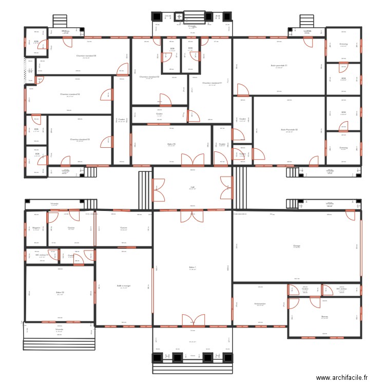 JCG 4. Plan de 104 pièces et 743 m2