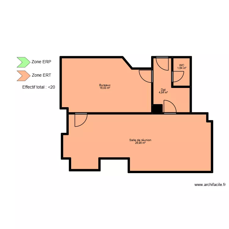 Saint Etienne R+1 - ERP. Plan de 5  et 50 m²