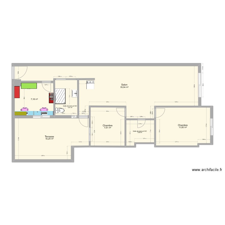 Motril 2 amenagé. Plan de 7 pièces et 86 m2