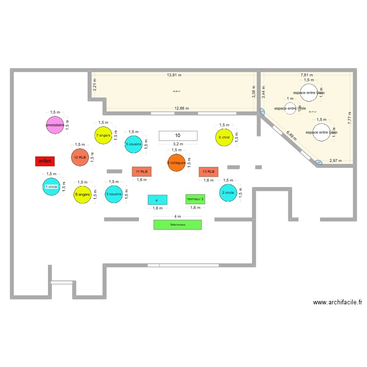 mariage3. Plan de 2 pièces et 96 m2