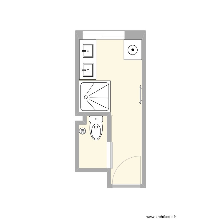 SdB V1. Plan de 3 pièces et 7 m2