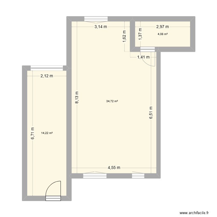 maison extension3D. Plan de 3 pièces et 53 m2