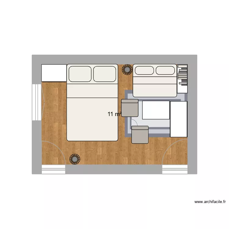 STUDIO Bis. Plan de 1 Pièce et 11 m² STUDIO Bis. Plan de 1 Pièce et 11 m²