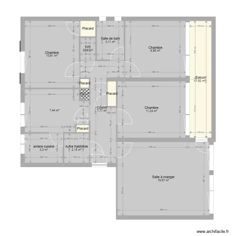 appartement rozelay T4 a1. Plan de 