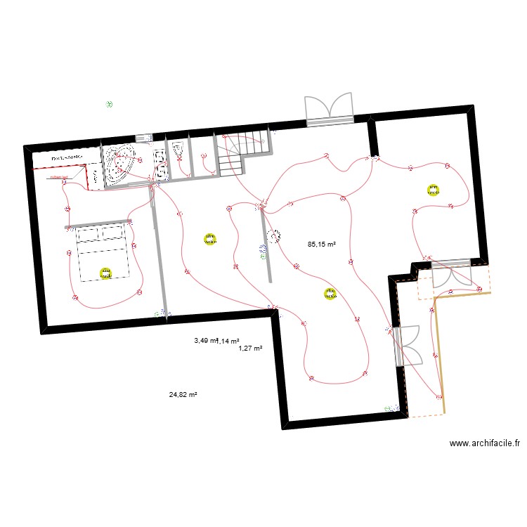 elec rdc max. Plan de 5 pièces et 116 m2