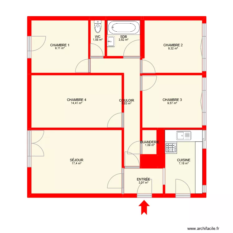 BI 34359. Plan de 14  et 84 m²
