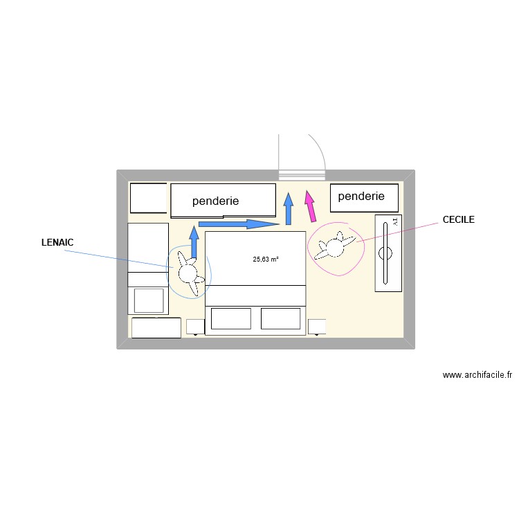 plan chambre Gendarmerie. Plan de 1 pièce et 26 m2
