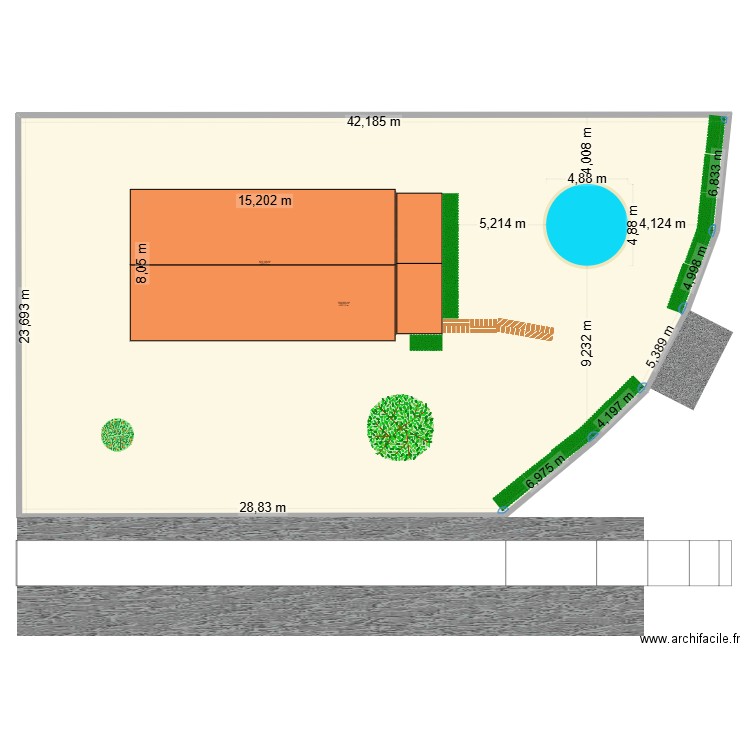 plan de masse piscine. Plan de 2 pièces et 1026 m2