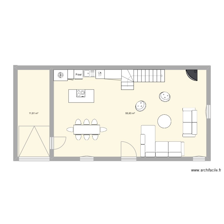arthez d asson. Plan de 2 pièces et 68 m2