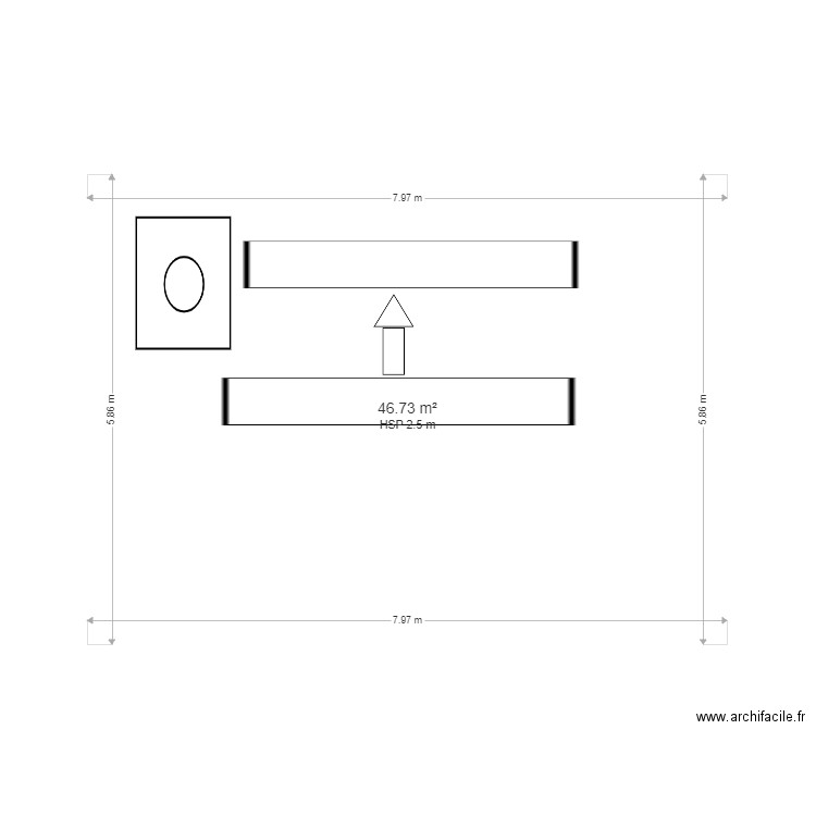 eaux usee. Plan de 1 pièce et 47 m2