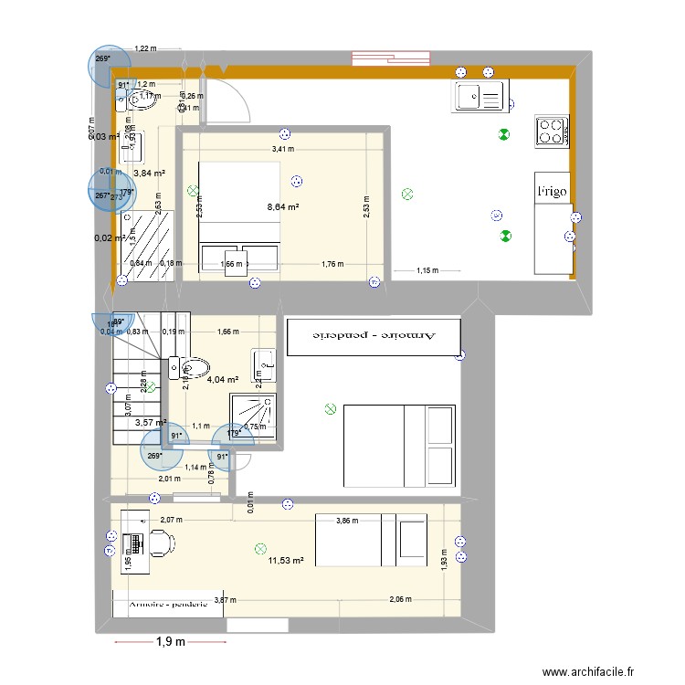 Etage Bodiguel middle4. Plan de 7 pièces et 32 m2