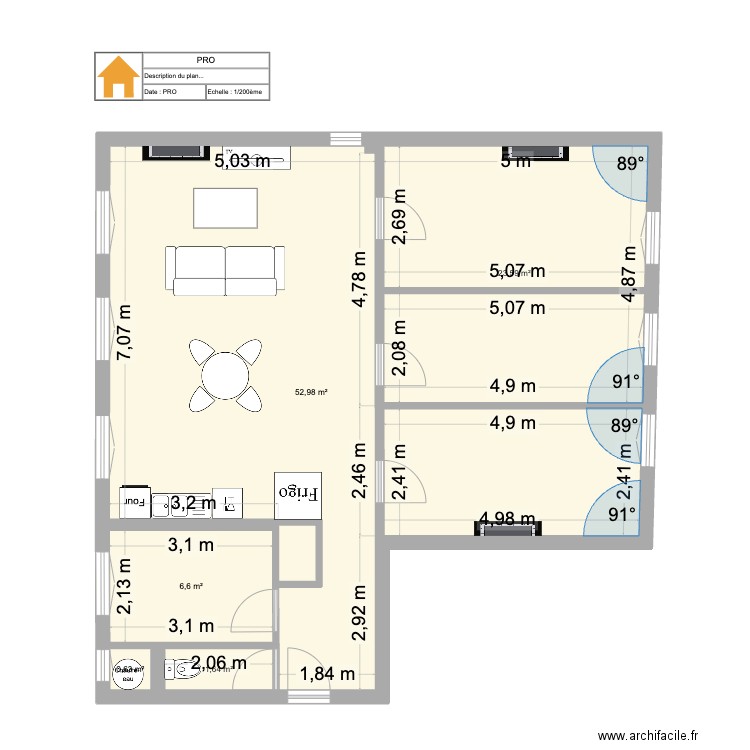 Exercice 3 - Option 1. Plan de 5 pièces et 85 m2