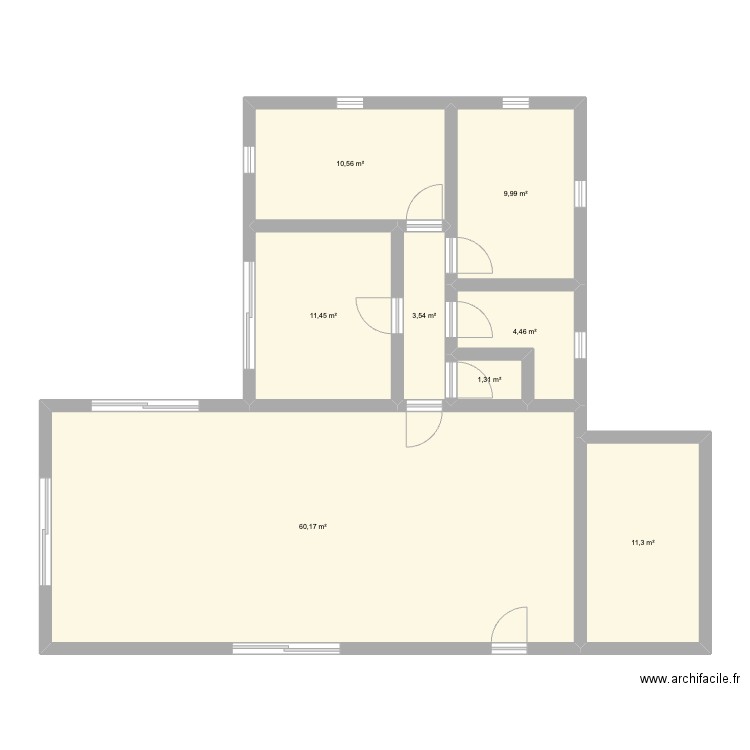Chambres au nord. Plan de 8 pièces et 113 m2