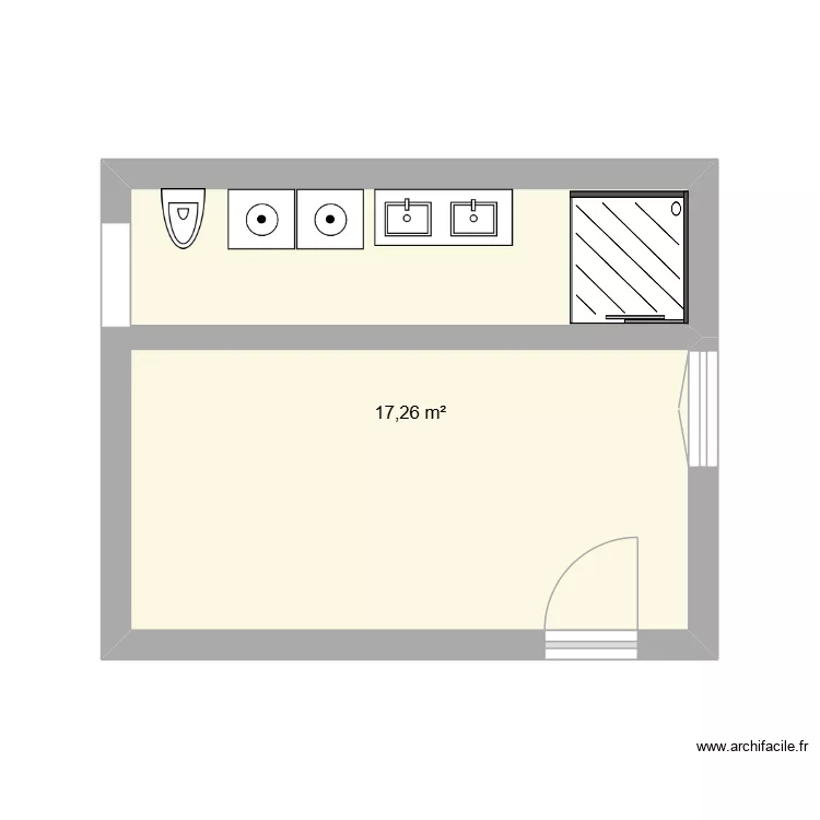 Projet Sdb 1. Plan de 1  et 17 m²