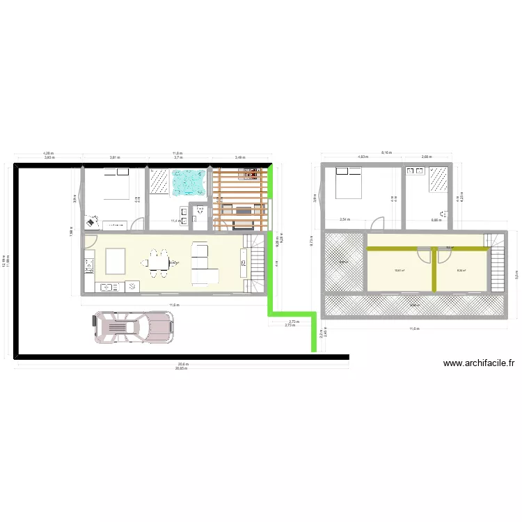 maison v2. Plan de 6  et 93 m²