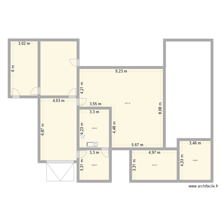 projet. Plan de 8 pièces et 191 m2
