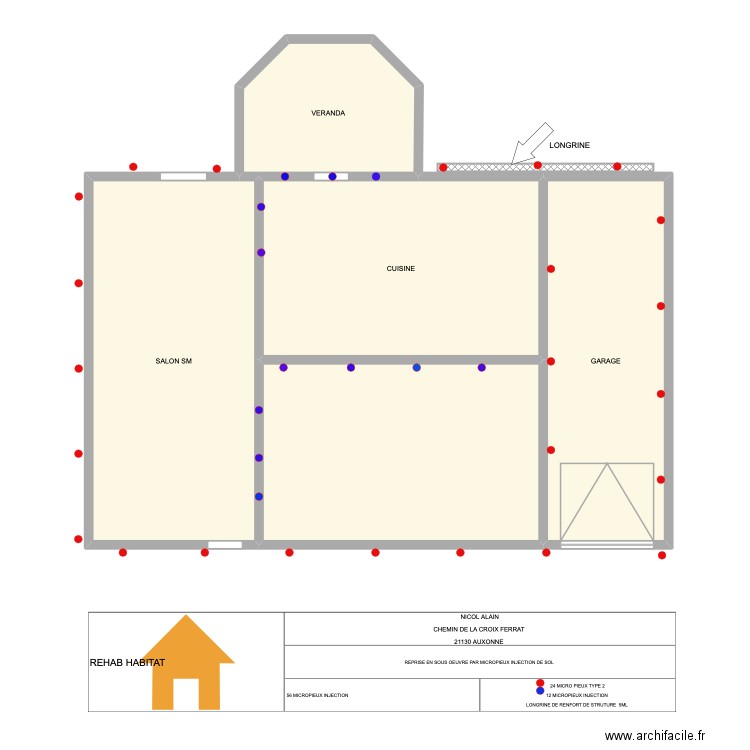 NICOL AUXONNE. Plan de 5 pièces et 146 m2