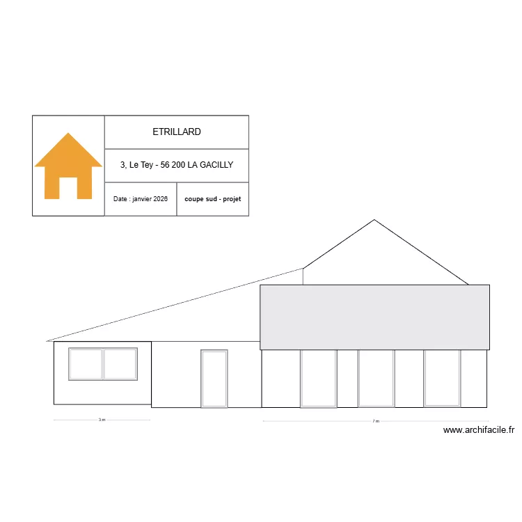 le tey coupe sud projet. Plan de 1 pièce et 109 m² le tey coupe sud projet. Plan de 1 pièce et 109 m²