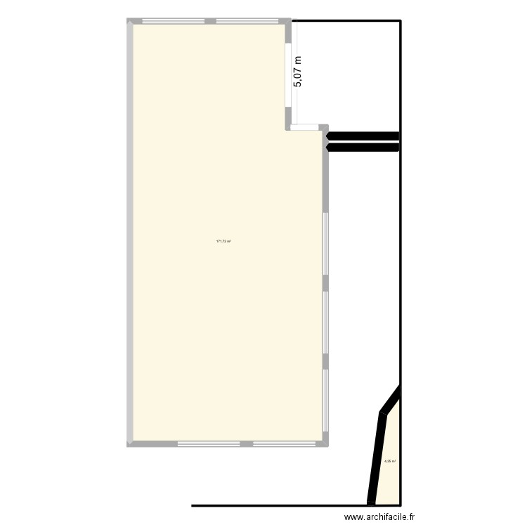 Agence. Plan de 2 pièces et 176 m2