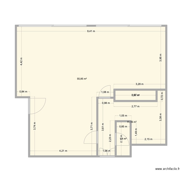 Doublet Living. Plan de 4 pièces et 70 m2