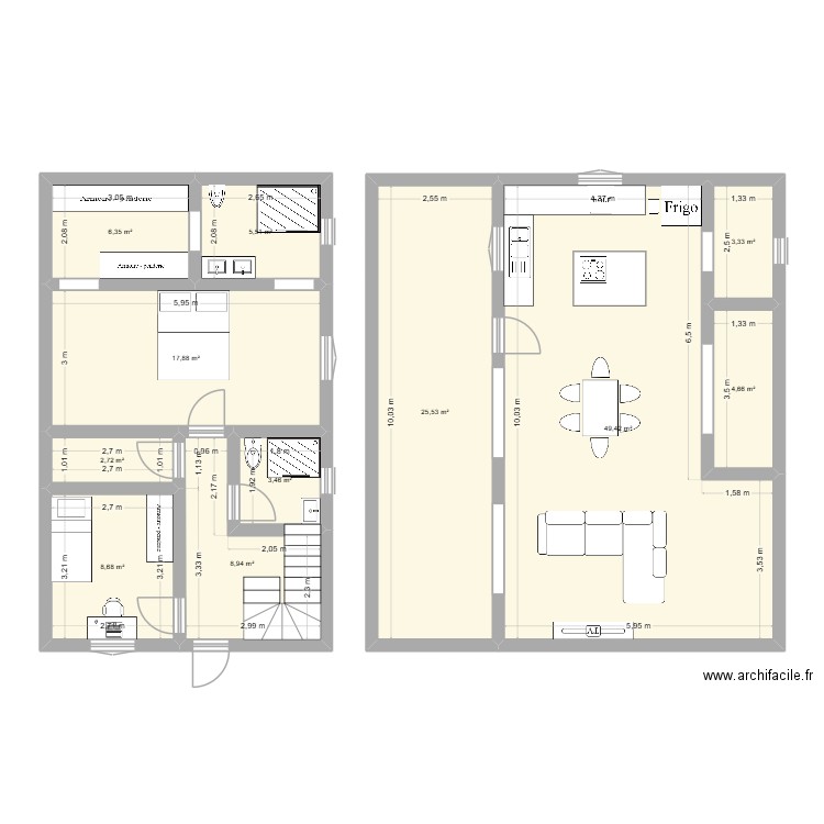 PROJET COUPLE END. Plan de 11 pièces et 136 m2