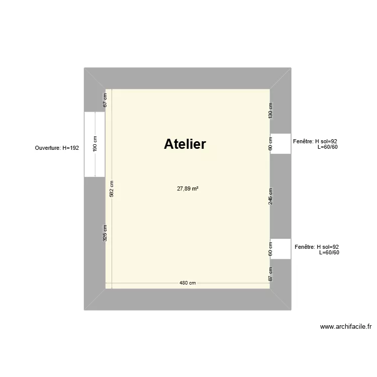 Cotations Atelier. Plan de 